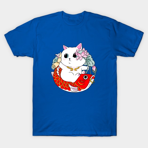 Cat and koi fish T-Shirt by My Happy-Design